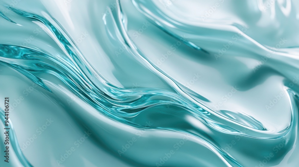 A close-up image displaying the glossy, translucent qualities of an aqua-hued gel texture with subtle light reflections A close-up image displaying the glossy, translucent qualities of an aqua-hued gel texture with subtle light reflections