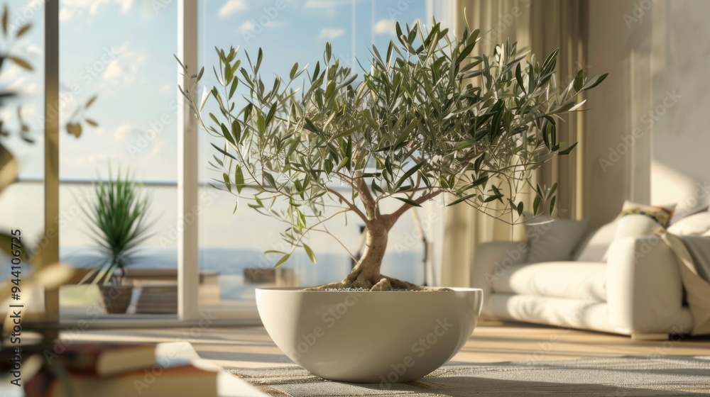 Olive Tree in Modern Living Room Olive Tree in Modern Living Room