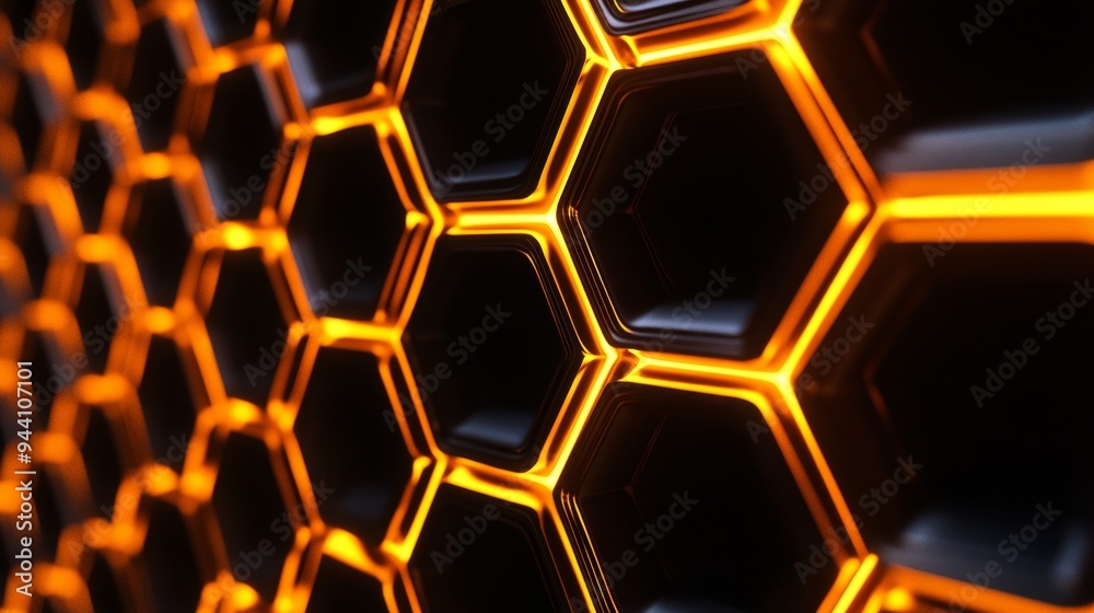 Glowing Hexagon Grid Abstract, 3D Rendered, Orange, Hexagon, Abstract, Design, 3D Glowing Hexagon Grid Abstract, 3D Rendered, Orange, Hexagon, Abstract, Design, 3D