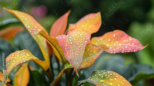 Canna leaf rain photo