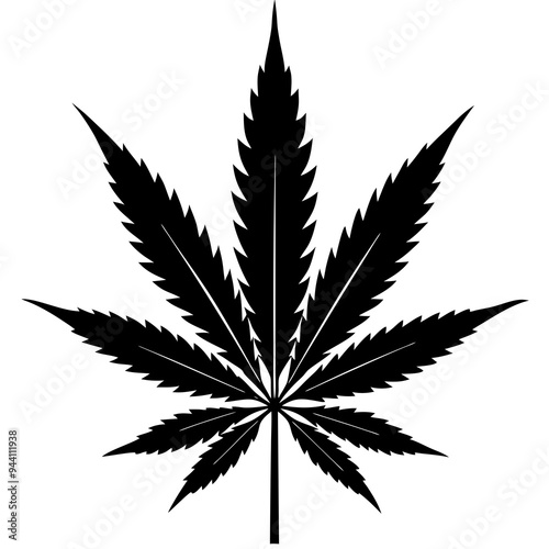 Marijuana Leaf Silhouette - Vector Art on White Background