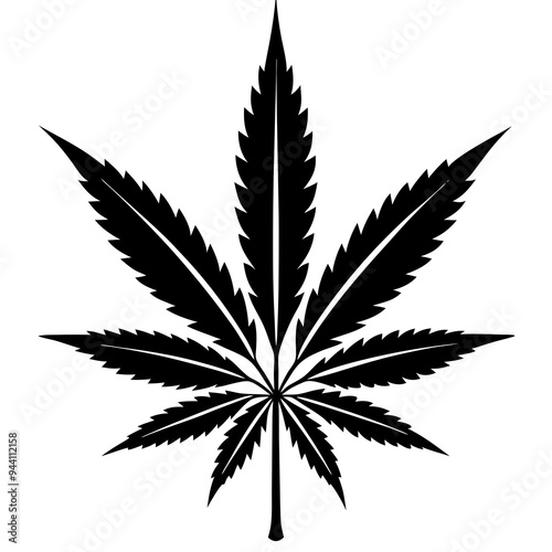 Marijuana Leaf Silhouette - Vector Art on White Background