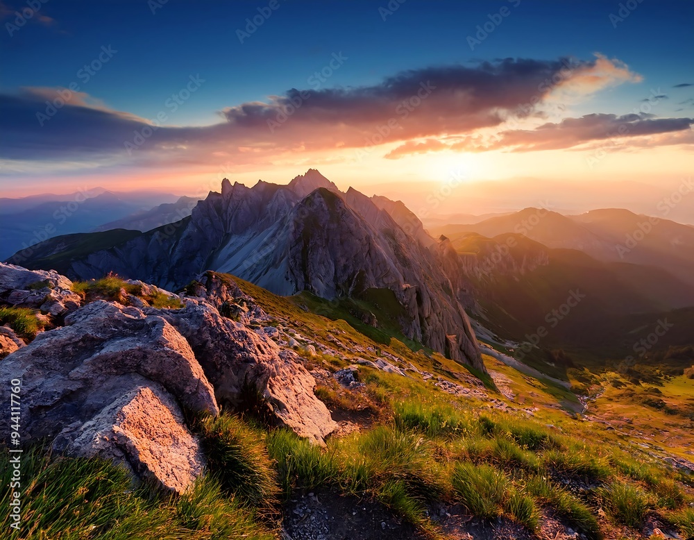 Fototapeta premium mountain landscape sunset high resolution high details vibrant