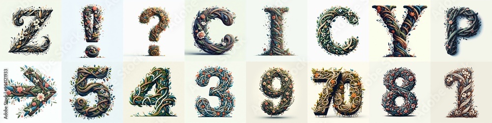 Fototapeta premium Branches and flowers spring Lettering Typeface. AI generated illustration