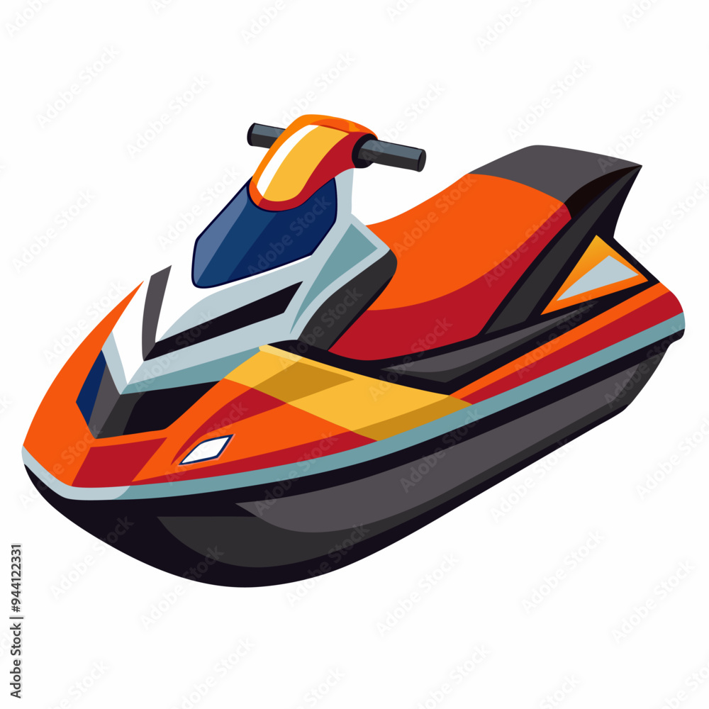 Naklejka premium Orange and Black Jet Ski with Yellow Stripes