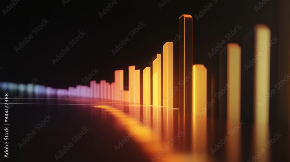A 3D bar graph with animated data transitions, showing changes in business performance with a dynamic and engaging visual effect. A 3D bar graph with animated data transitions, showing changes in business performance with a dynamic and engaging visual effect.