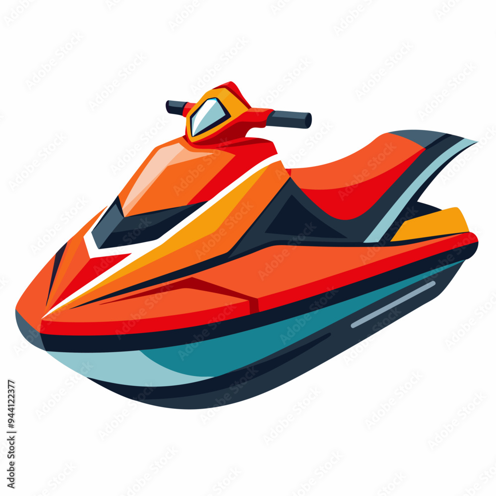 Naklejka premium Orange and Black Jet Ski with White Stripes