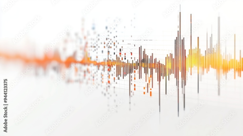 A 3D candlestick chart displaying stock market trends with detailed bars and wicks, set against a white background, illustrating detailed financial trading data. A 3D candlestick chart displaying stock market trends with detailed bars and wicks, set against a white background, illustrating detailed financial trading data.
