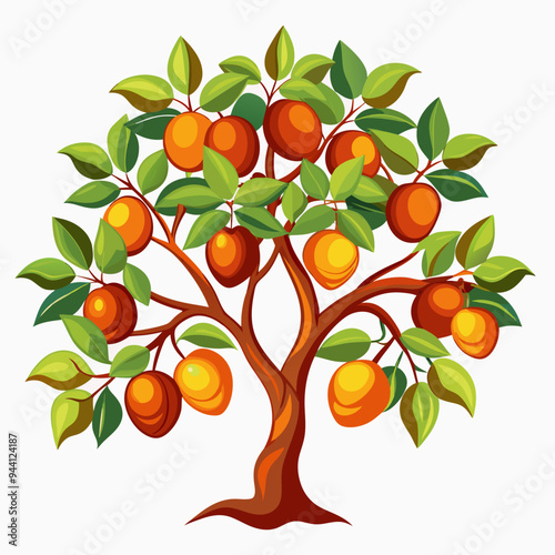A Fruit Tree with Orange Fruits and Lush Green Leaves