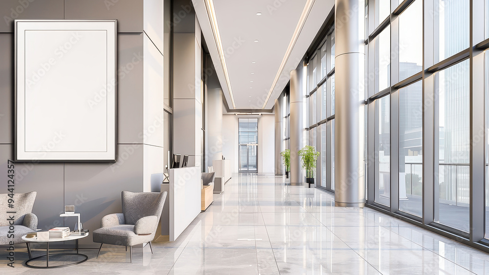 Modern and sleek office interior with natural light, featuring a spacious reception area and contemporary furniture. Modern and sleek office interior with natural light, featuring a spacious reception area and contemporary furniture.