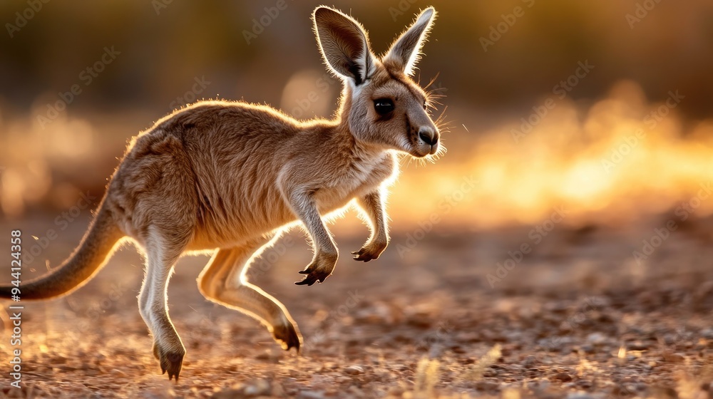 kangaroo hopping through the Australian outback kangaroo hopping through the Australian outback