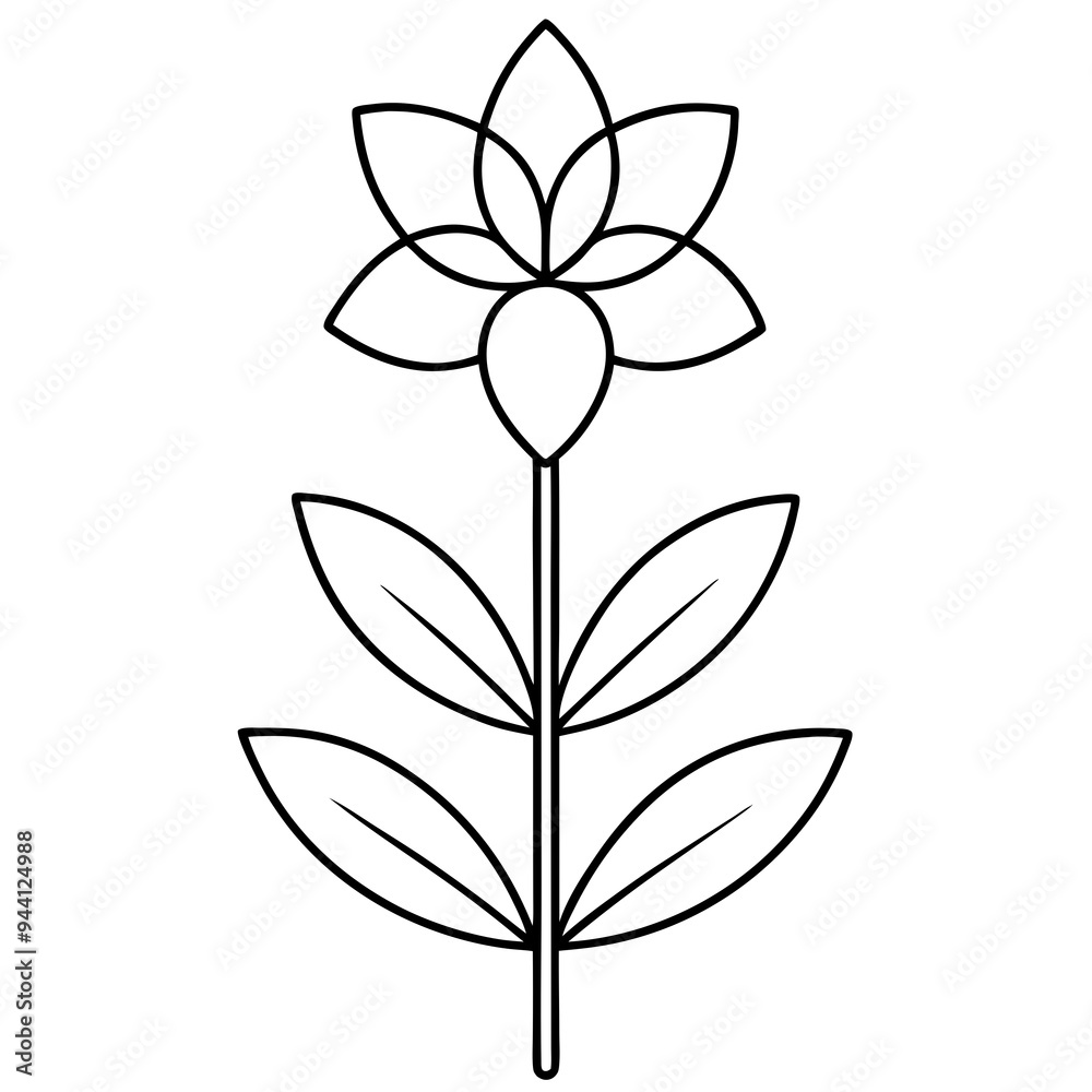 Minimalist Flower line art on White Background - Vector Art Minimalist Flower line art on White Background - Vector Art