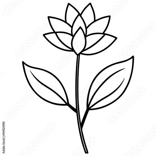 Minimalist Flower line art on White Background - Vector Art