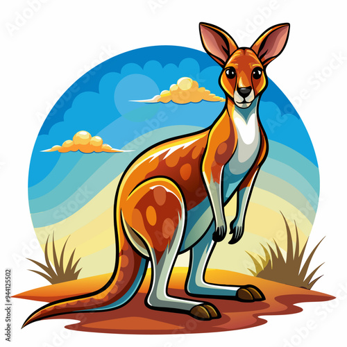 A Red Kangaroo Standing in a Desert Landscape