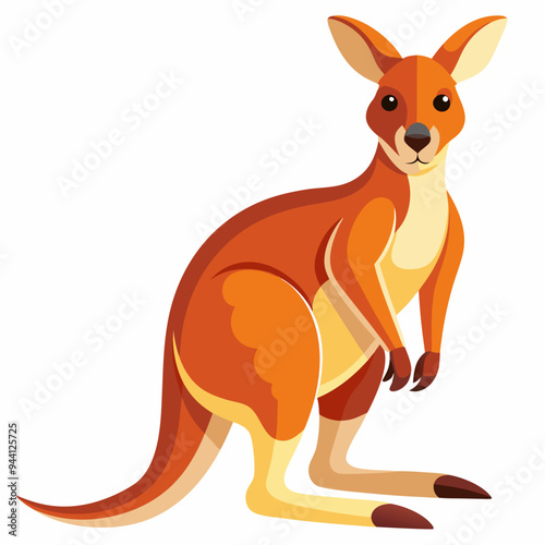Cartoon Illustration of a Standing Red Kangaroo