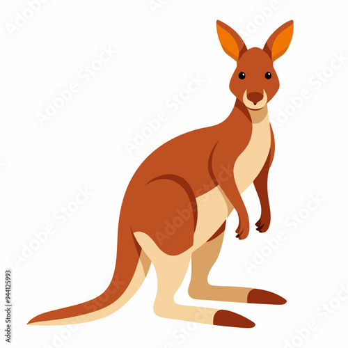 A Cartoon Red Kangaroo Standing on a White Background