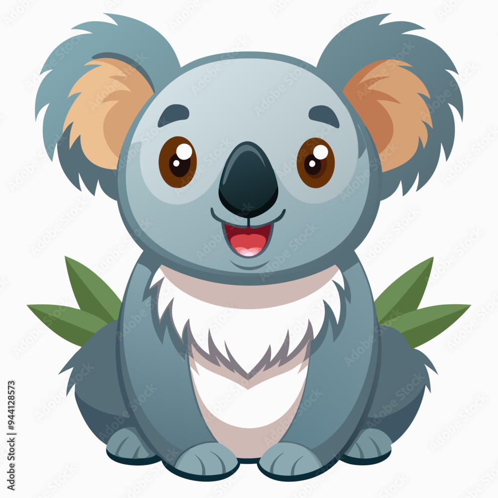 Obraz premium A Cartoon Koala Sitting With Its Fur and Big Brown Eyes