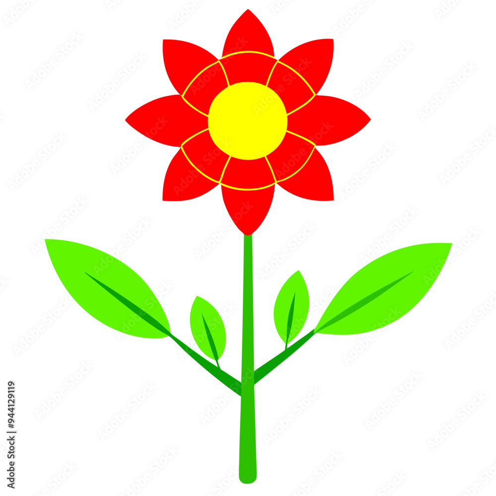 Minimalist Flower on White Background - Vector Art Minimalist Flower on White Background - Vector Art