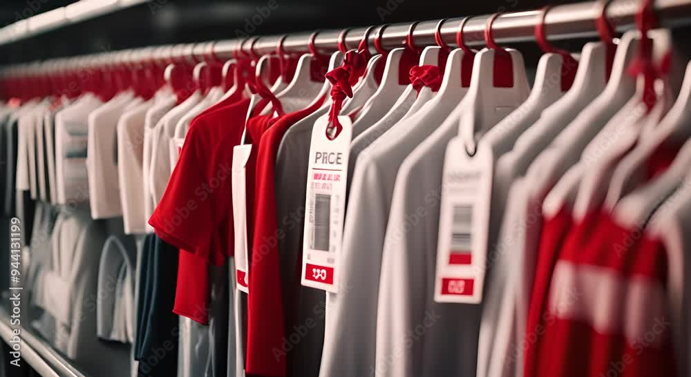 Clothes with the sale tag.