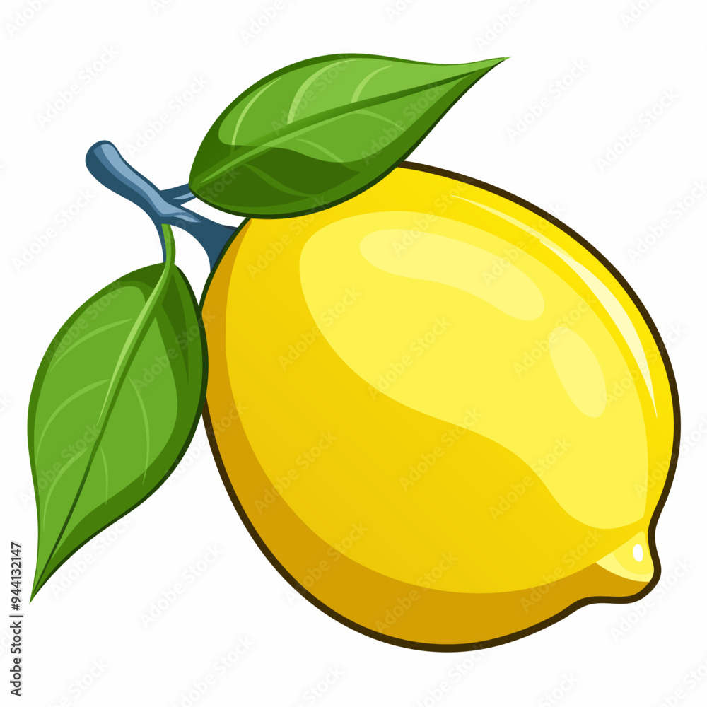 A Single Yellow Lemon with Green Leaves A Single Yellow Lemon with Green Leaves