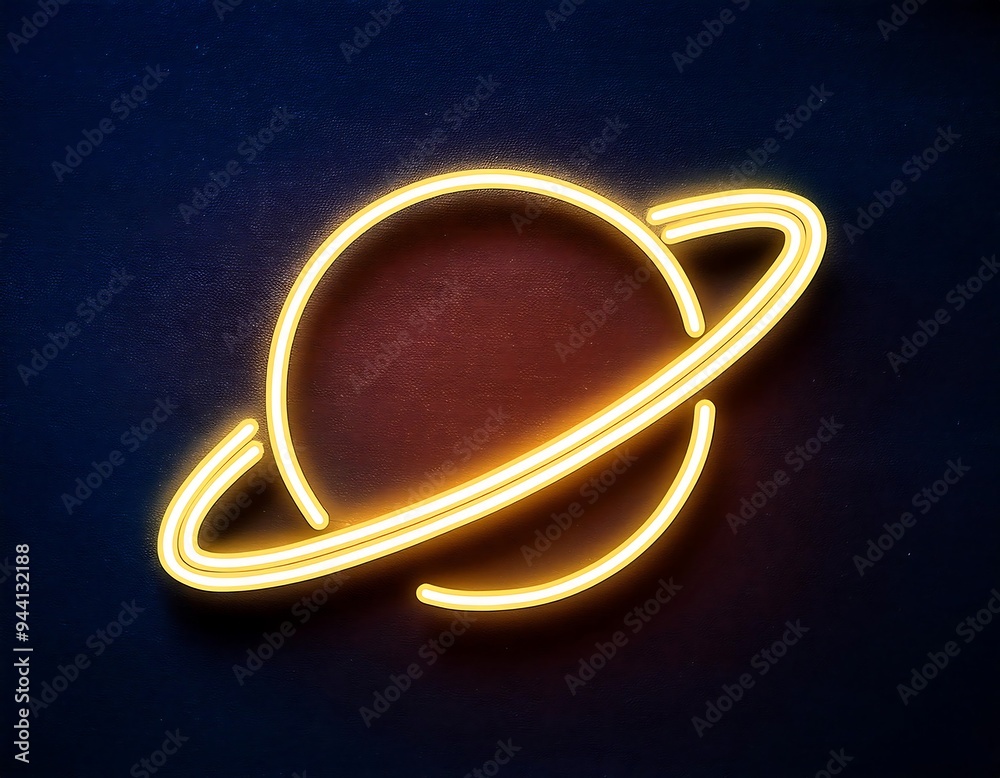 vector realistic isolated neon sign saturn logo copy space decoration display vector realistic isolated neon sign saturn logo copy space decoration display