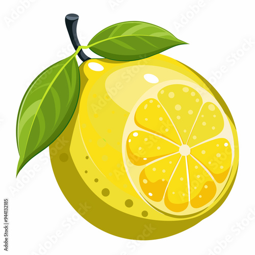 A Whole Lemon with a Slice Cut Out Revealing Its Inner Flesh
