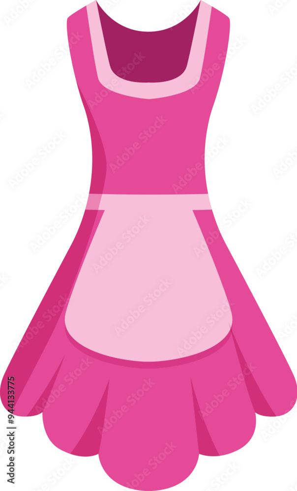 Pink maid dress with white apron, perfect for representing cleaning services or housekeeping Pink maid dress with white apron, perfect for representing cleaning services or housekeeping