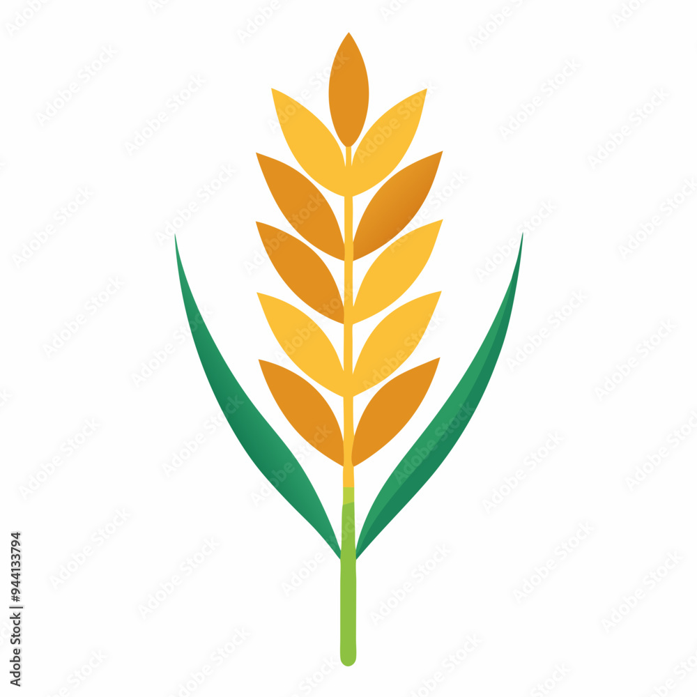 Minimalist Wheat Plant Vector on White Background Minimalist Wheat Plant Vector on White Background