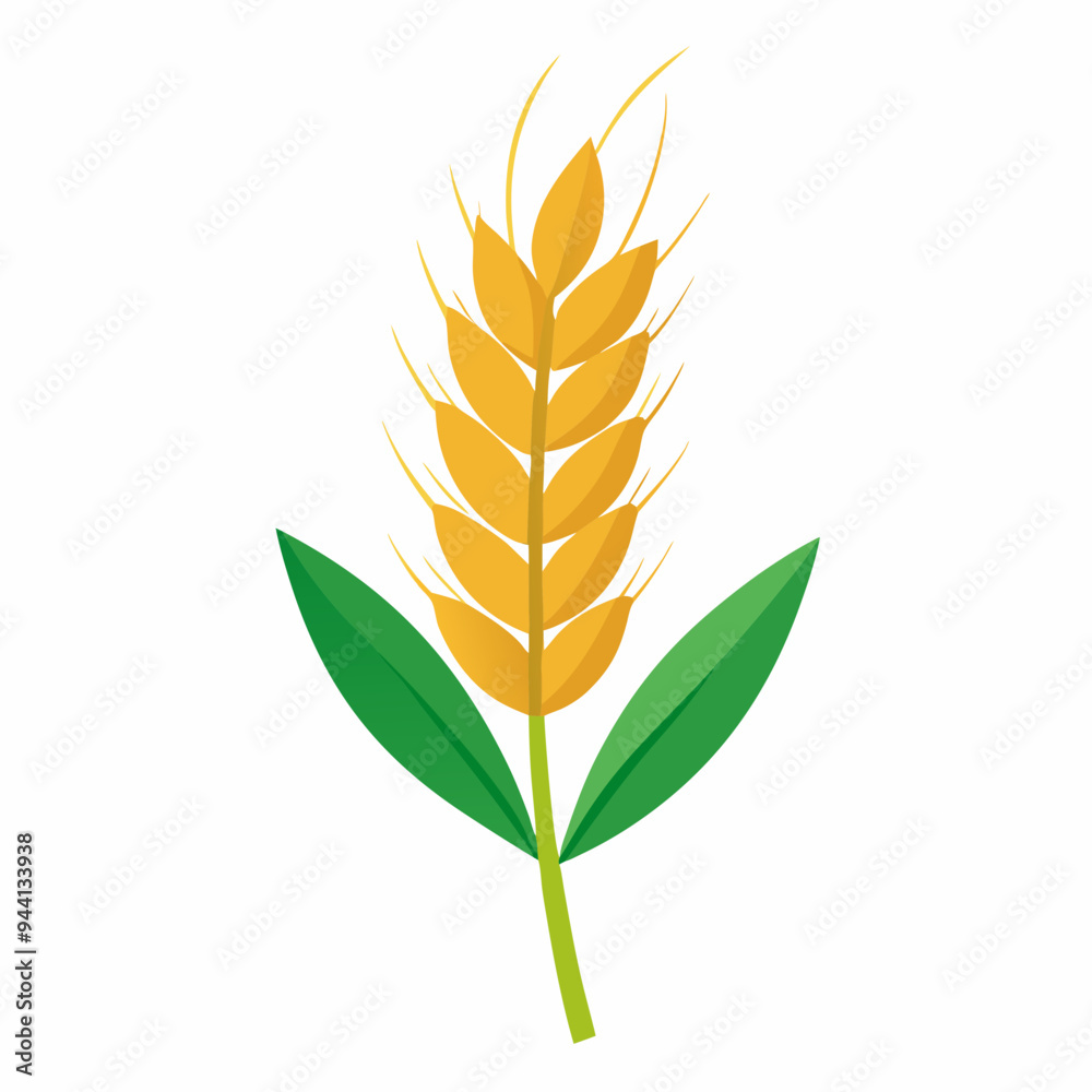 Minimalist Wheat Plant Vector on White Background