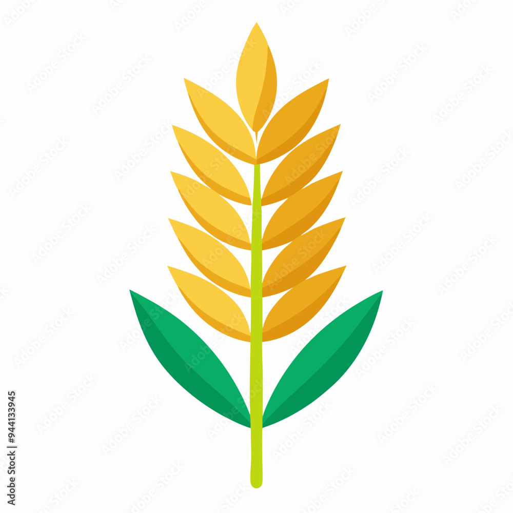 Minimalist Wheat Plant Vector on White Background Minimalist Wheat Plant Vector on White Background