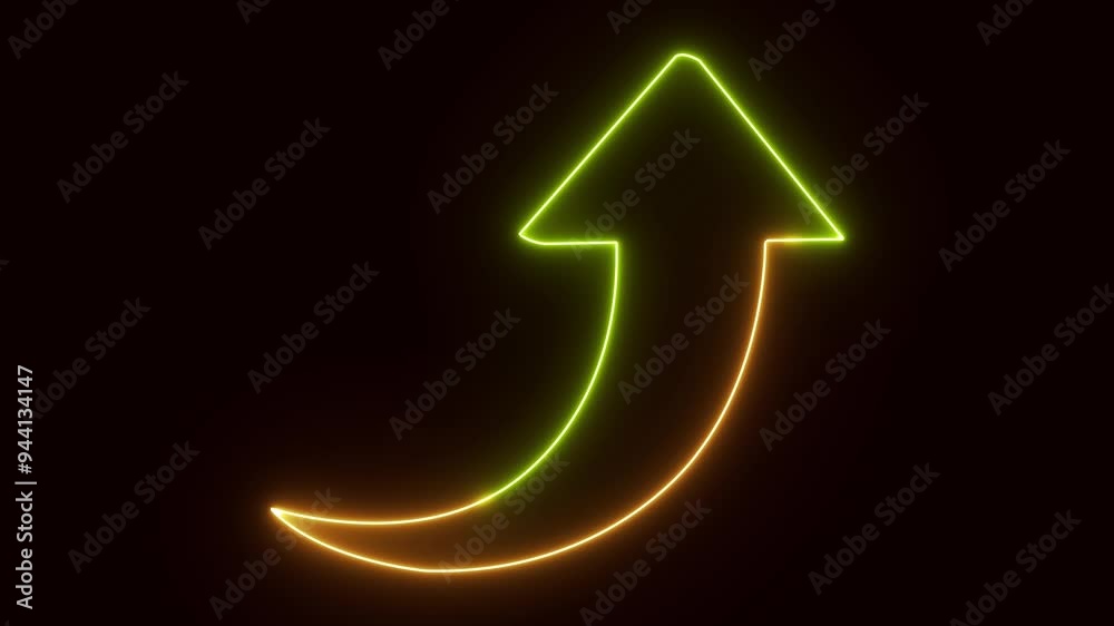 Arrow animation on neon. Abstract glowing neon business graph growth arrow up arrow Arrow animation on neon. Abstract glowing neon business graph growth arrow up arrow