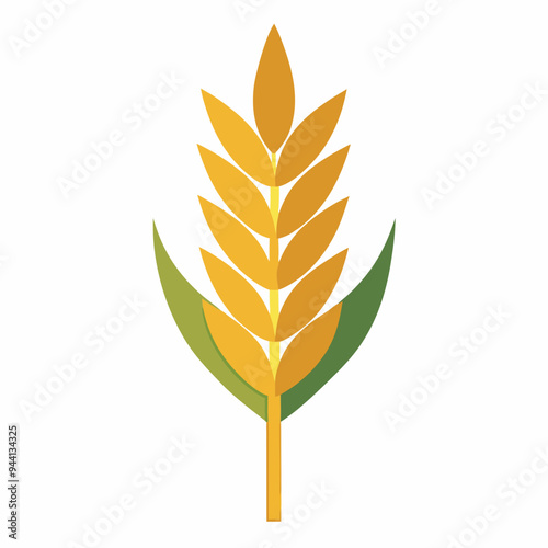 Minimalist Wheat Plant Vector on White Background