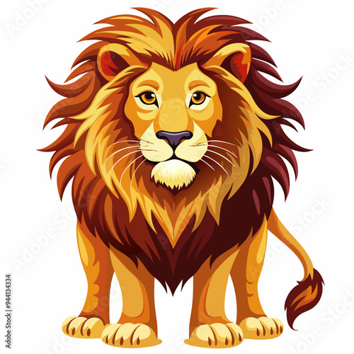 A Majestic Lion with a Full Mane Stands Proudly