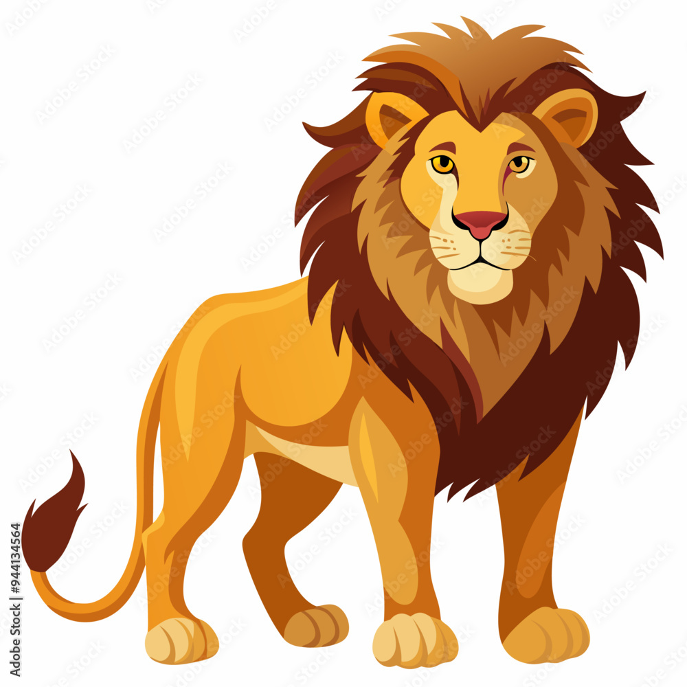 Standing Lion with a Brown Mane and Yellow Fur Standing Lion with a Brown Mane and Yellow Fur