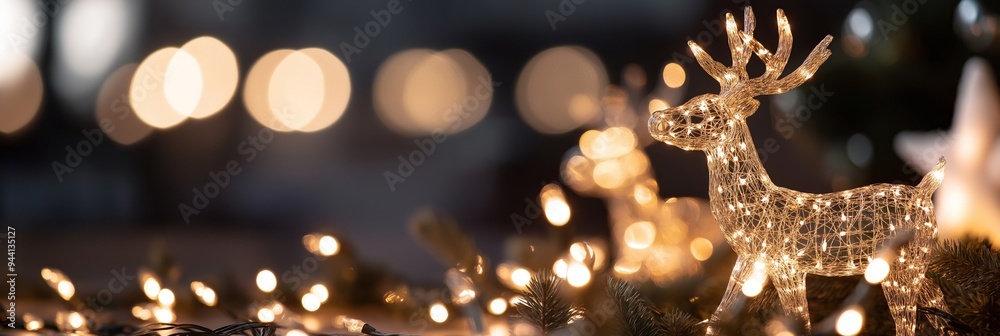A decorative reindeer glows with festive lights, creating a warm and inviting ambiance during the holiday season. A decorative reindeer glows with festive lights, creating a warm and inviting ambiance during the holiday season.