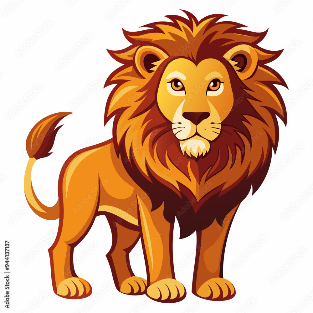 Obraz premium A Proud Cartoon Lion with a Full Mane