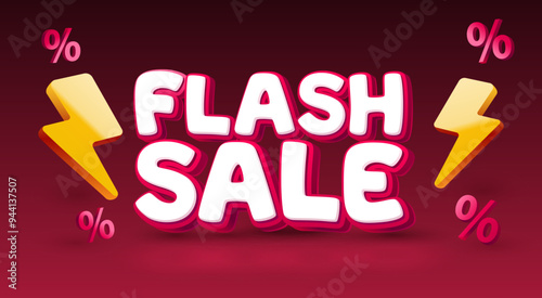 Flash sale event, big sale offer, poster label. Vector illustration