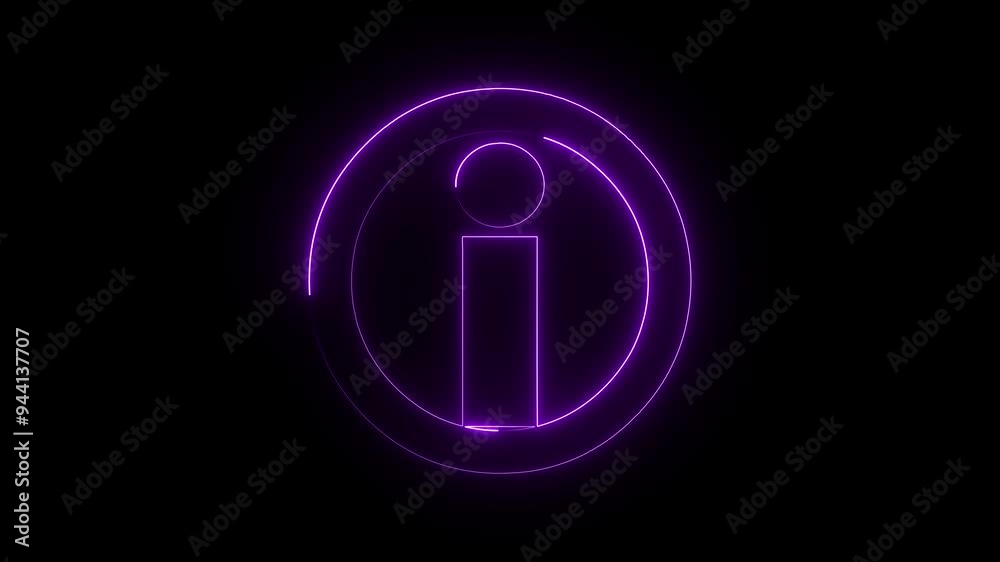 Animation of small letter i between two circles by purple icon on black background. Animation of small letter i between two circles by purple icon on black background.