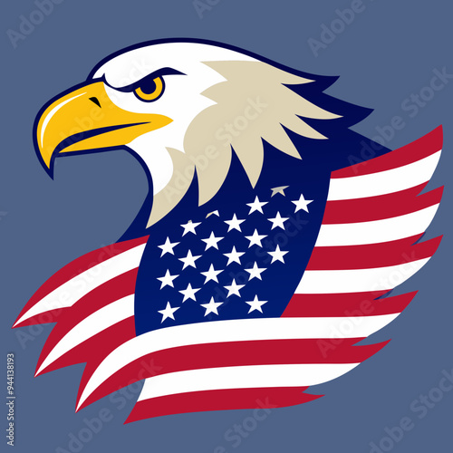 Eagle with usa flag vector and t shirt design 