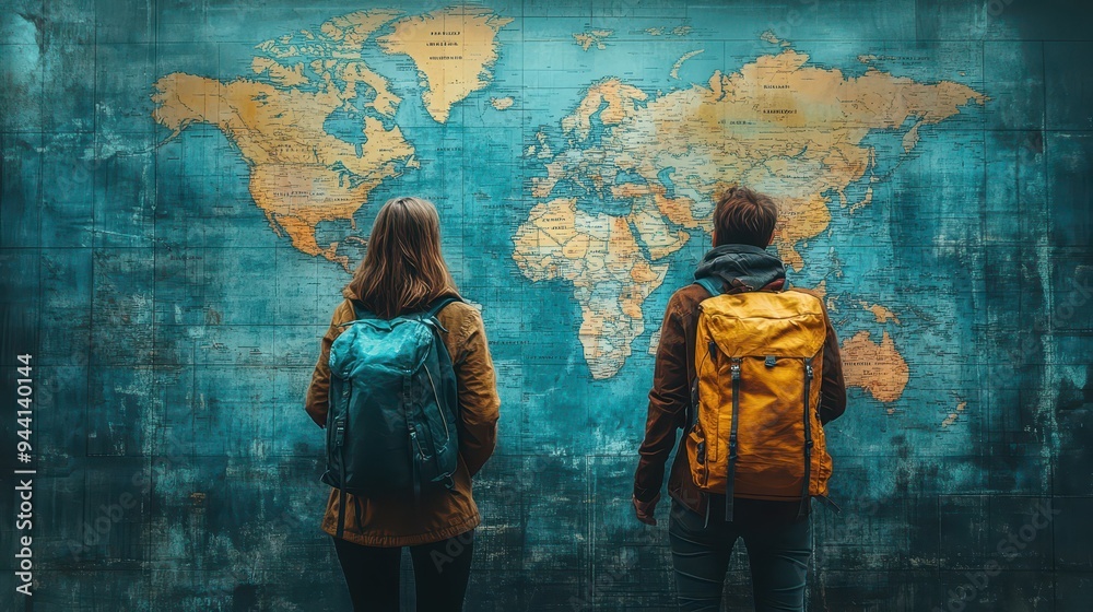 Obraz premium A couple planning their vacation using AI travel recommendation apps