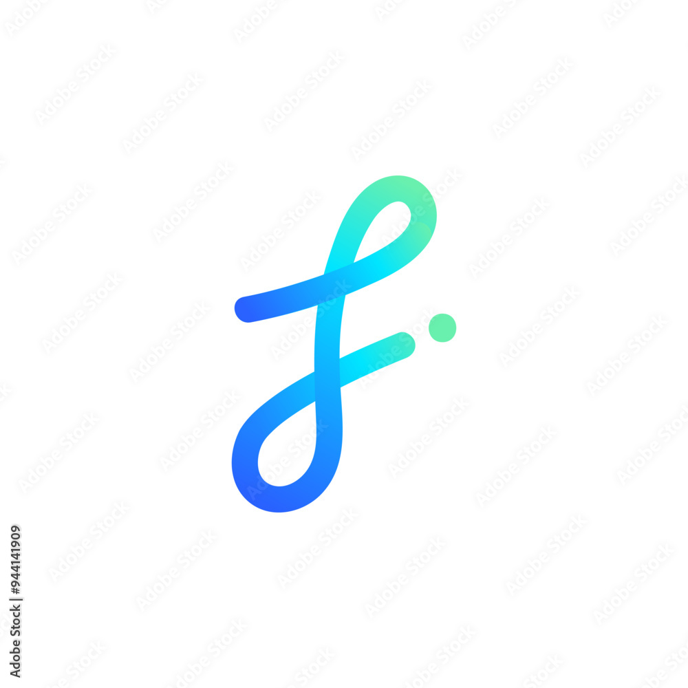 Blue F and S Letter Monoline with a Dot, Finance and Payment App Logo Design Vector Blue F and S Letter Monoline with a Dot, Finance and Payment App Logo Design Vector
