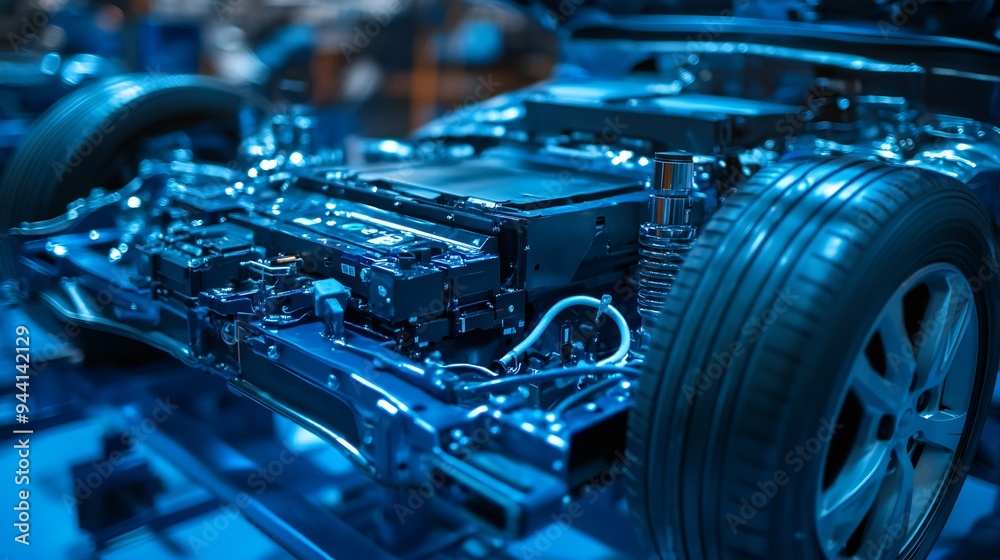 Blue Light Illuminated Car Chassis and Wheel Blue Light Illuminated Car Chassis and Wheel