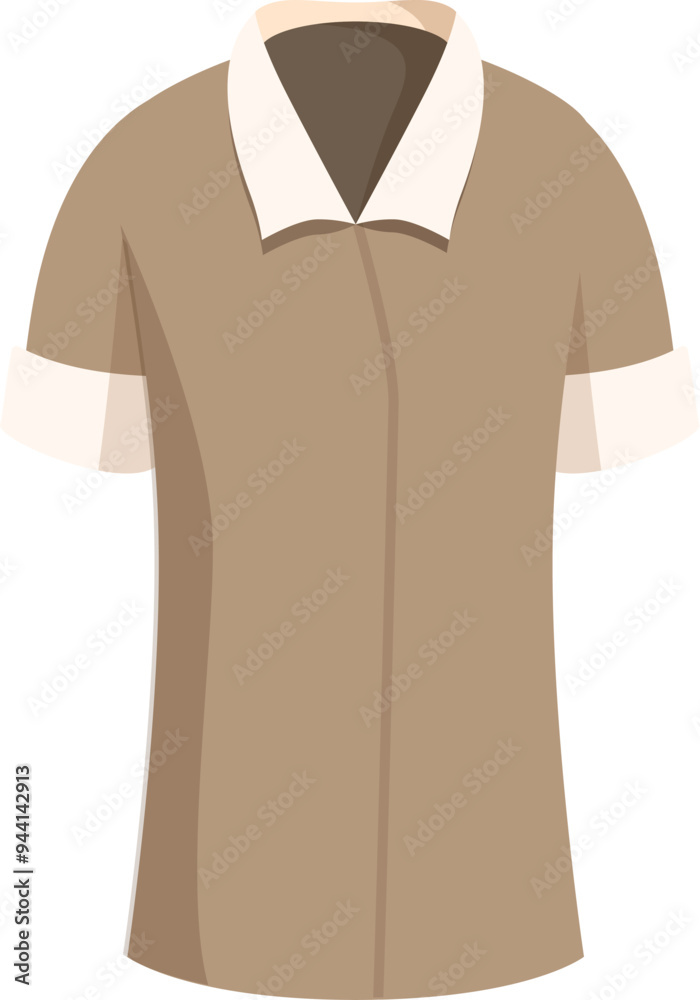 Brown uniform with short sleeves and a collared neckline, commonly worn by domestic workers