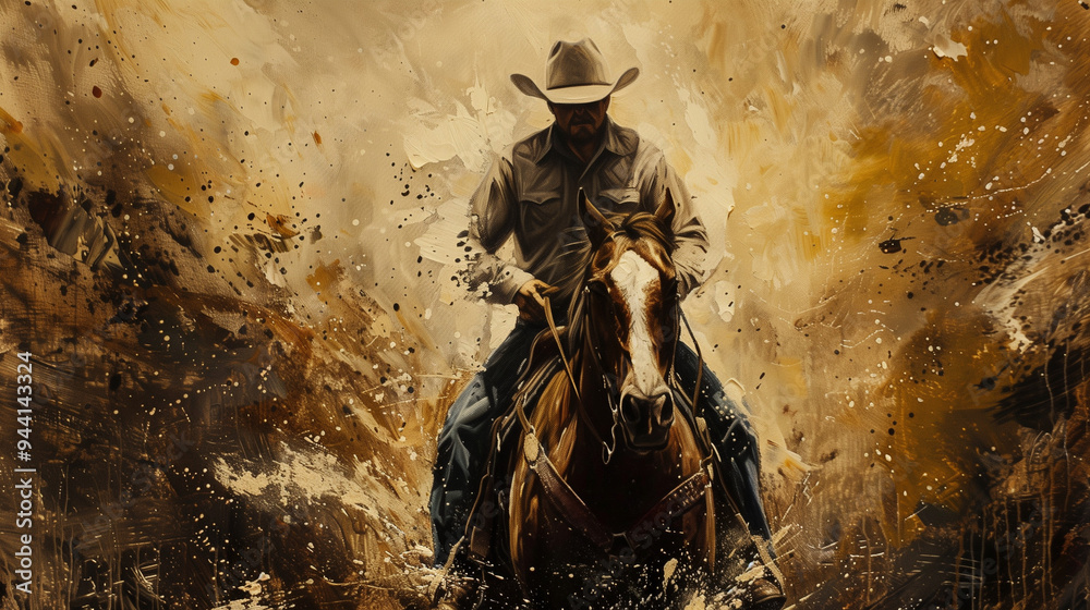 Rugged Cowboy and Horse Canvas Print - Western Oil Painting Style Wall Art - Country Western Landscape - American Cowboy - Horse Print Rugged Cowboy and Horse Canvas Print - Western Oil Painting Style Wall Art - Country Western Landscape - American Cowboy - Horse Print