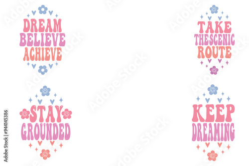 Dream, Believe, Achieve, Take the Scenic Route, Stay Grounded, Keep Dreaming motel Keychain designs