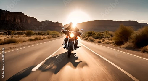 Motorcycle on the road on Route 66.