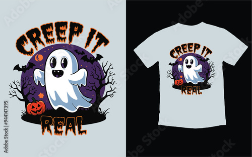 Halloween Vector t-shirt Designs. Ghostly Apparition T-shirt Design