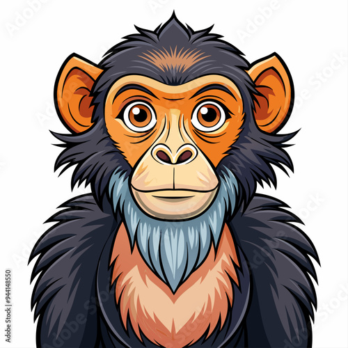 Cartoon Portrait of a Chimpanzee with Large Eyes
