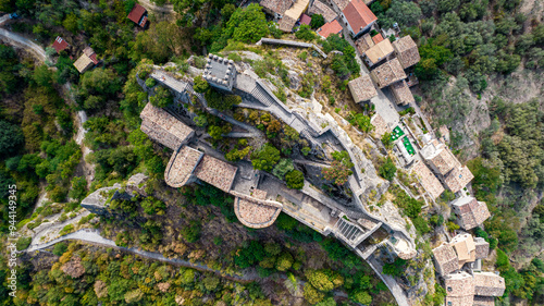 Aerial view of Roccascalegna Castle, Chieti, Abruzzo, Italy