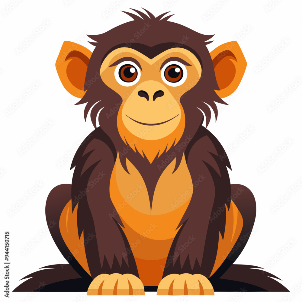 Cartoon Illustration of a Smiling Monkey Sitting Down Cartoon Illustration of a Smiling Monkey Sitting Down